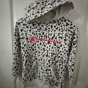 Champion Kids Hoodie with Leopard Print - Cream and Black